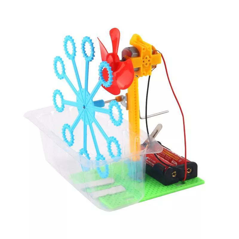 DIY Bubble Machine STEAM Education Science Kits Assembly Foaming Bubble Water Blowing Science Puzzle Experiment STEM Toys Kids