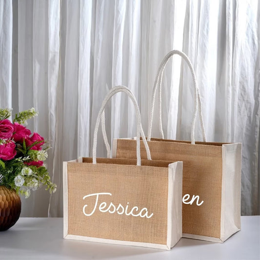 Personalized Beach Bag Custom Jute Tote Bag