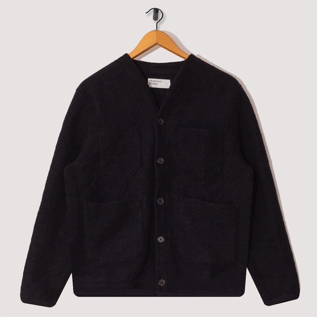 Wool Fleece Cardigan - Orange | Universal Works | Peggs & Son.