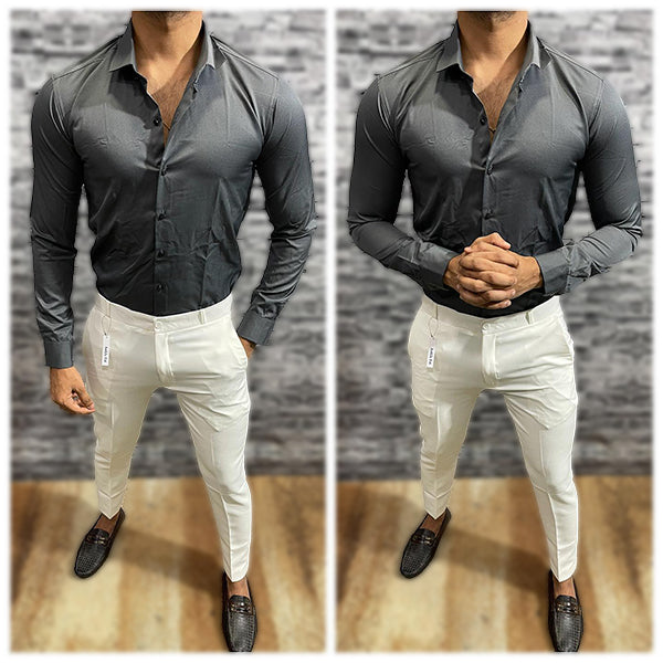 Formal Black Shirt Grey Pants For Men