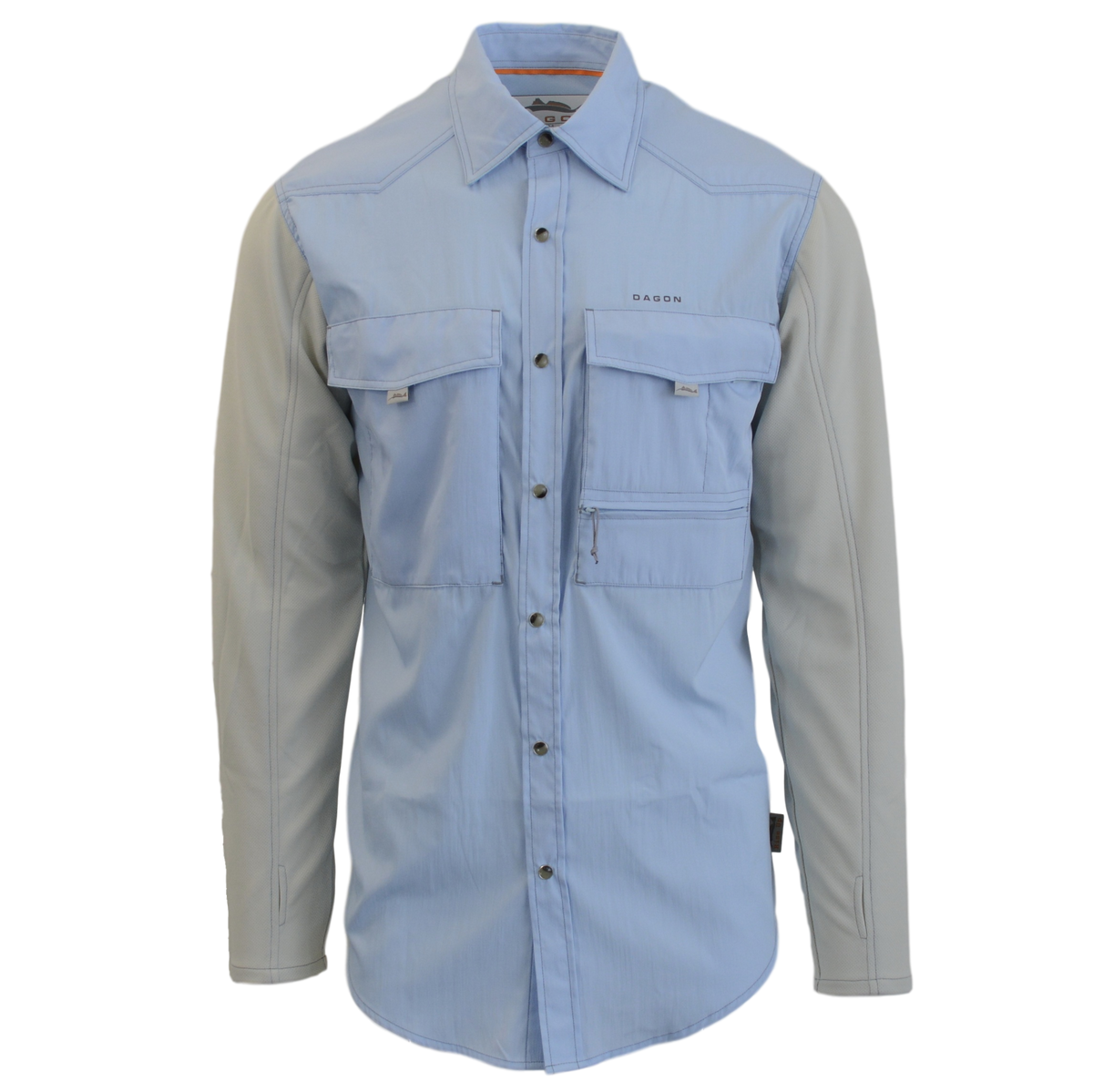 LRD Men's UPF 30 Long Sleeve Button Down Fishing Shirts Light Blue