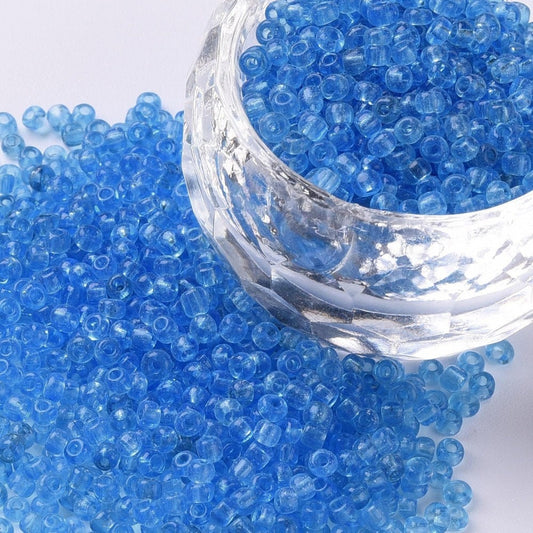 2mm light sky blue glass seed beads, 50g – Charms Galore