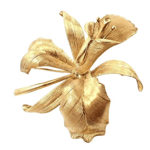 Orchid calla lily brooch, 18-karat gold, signed Tiffany & Co. Italy, circa 1950s