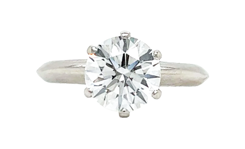 Platinum and diamond in a Tiffany six prong setting, signed Tiffany & Co.