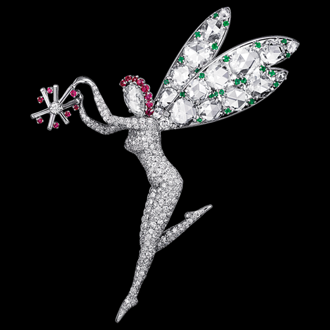 Diamond, emerald and ruby Fairy brooch by Van Cleef & Arpels, courtesy Pinterest, Vogue Italia