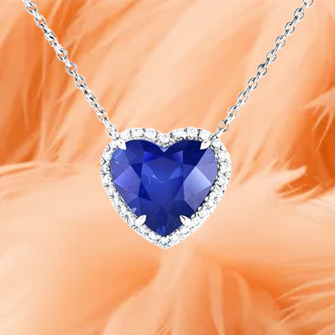 6.02-carat blue sapphire, diamond and palladium necklace