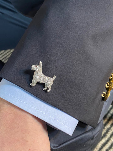 Art Deco diamond, ruby and platinum Terrier dog pin