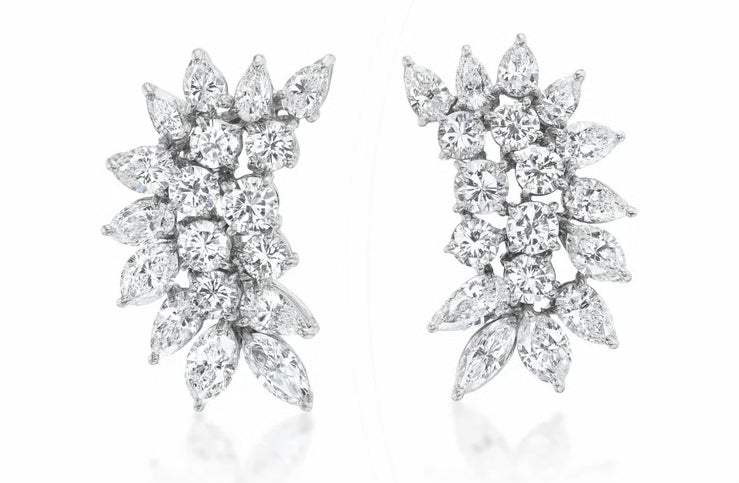 1960s Platinum Diamond Earrings