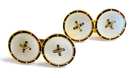 Edwardian mother-of-pearl, enamel and gold cufflinks