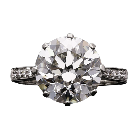 5.07-carat old European diamond and platinum ring.