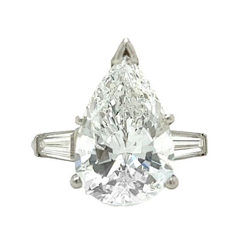 2.04-carat pear shaped diamond and platinum ring.