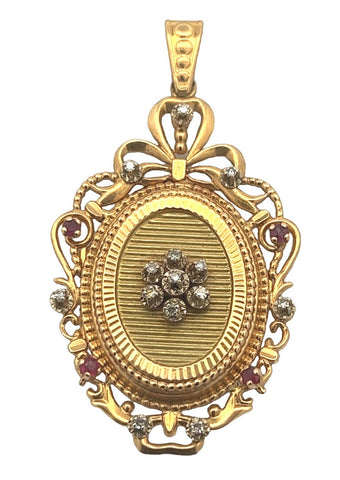 French Victorian era diamond, ruby and 18-karat gold locket