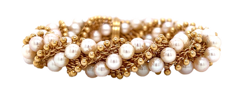 Pearl and 18-karat gold bracelet, signed Van Cleef & Arpels.