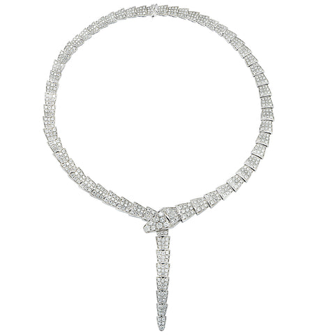 Diamond and 18-karat white gold Serpenti Necklace, signed Bulgari