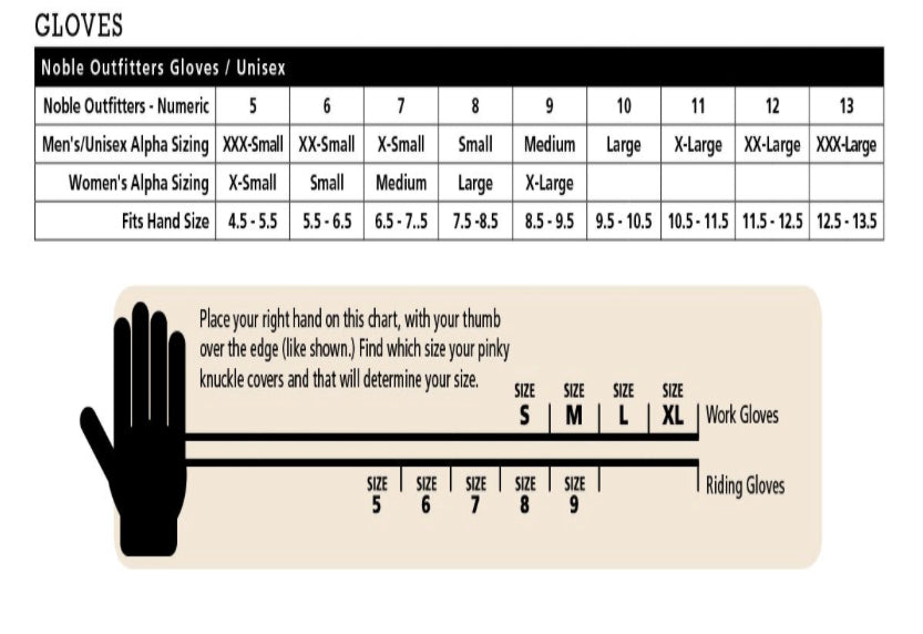 Riding Gloves Size Chart