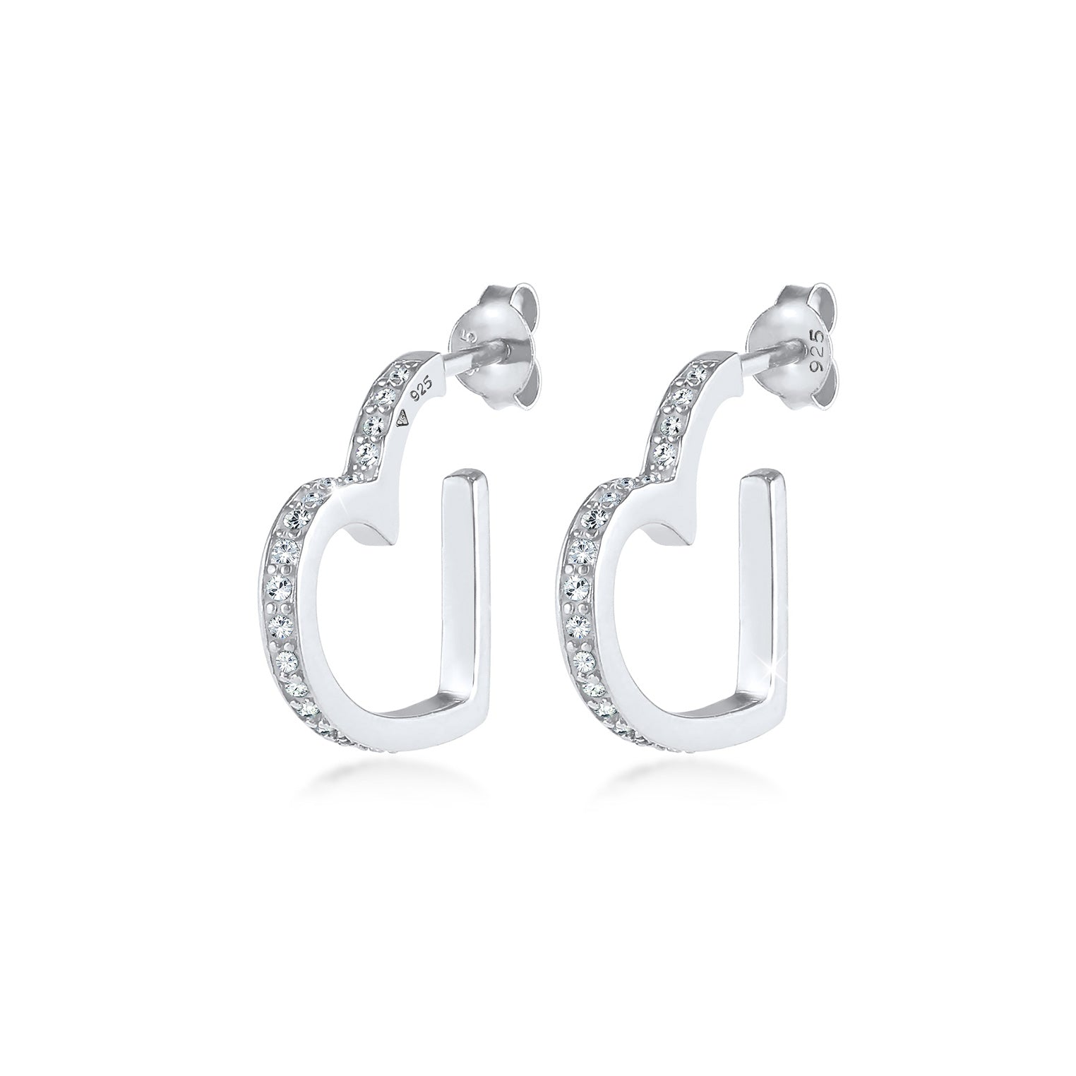 Creolen Set – Elli Jewelry rhodiniert 925 Silber Zirkonia 3er