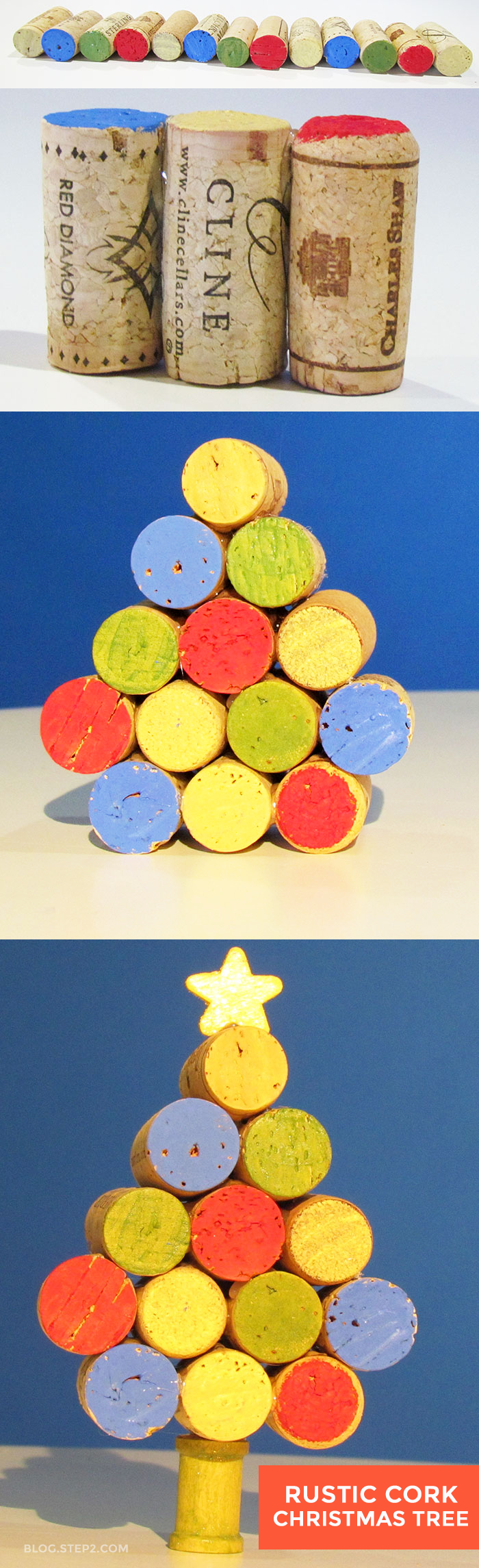 Looking for a fun and simple <parent> Christmas craft? Make a Rustic Cork Christmas Tree! Great for a teacher gift or holiday decor.