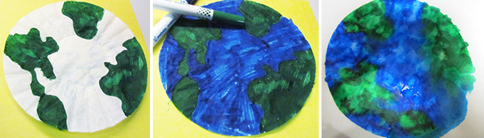 Earth Day Coffee Filter Craft Steps