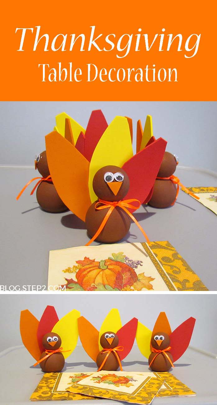 Easy to Make Thanksgiving Table Decorations | Turkey Craft on the Step2 Blog