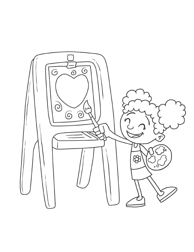 Easel for Two Coloring Page