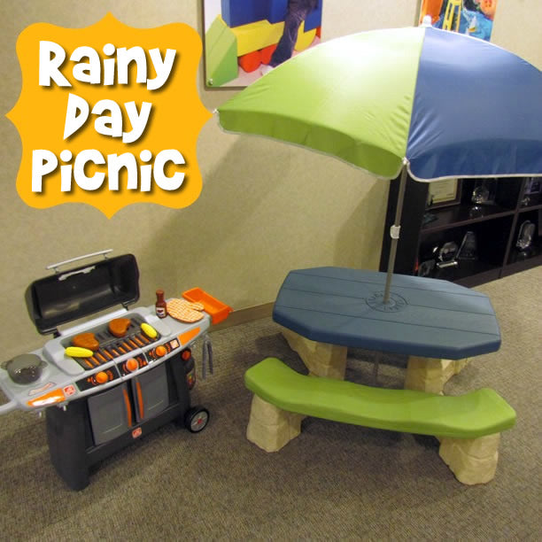 Kid's picnic table and play grill