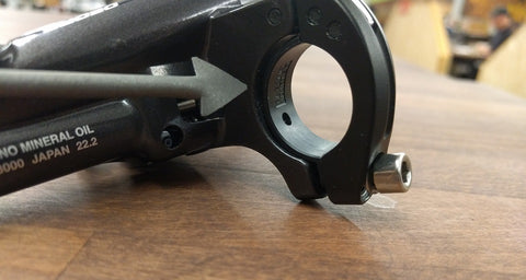 Closeup view of Shimano I-spec handlebar clamp