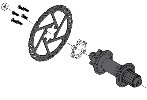 A diagram that shows the components of the rear booster hub kit.