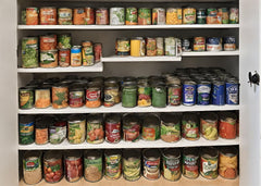 a pantry filled with canned goods