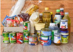 a picture of canned and bagged foods