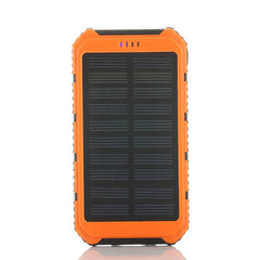 This is a picture of an orange solar cell phone charger.