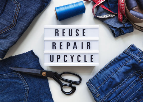 reduce, repair, recycle with pairs of jeans