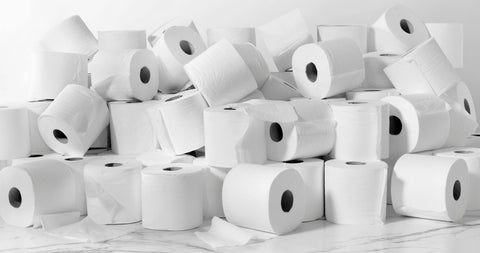a bunch of rolls of toilet paper