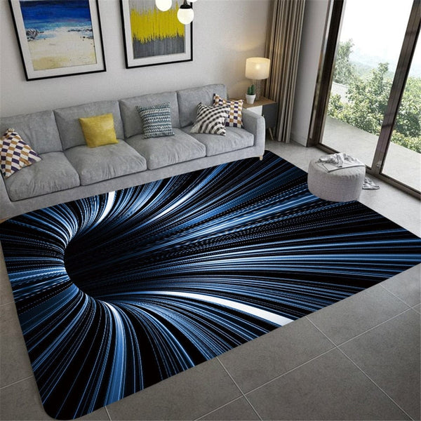 Tapis Salon - Grande Taille Tapis Einfacher Blauer Riss Epais