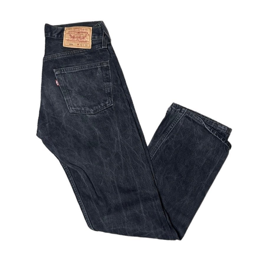 image of Vintage Levis 501 Grey/Black Jeans (W28/L30)