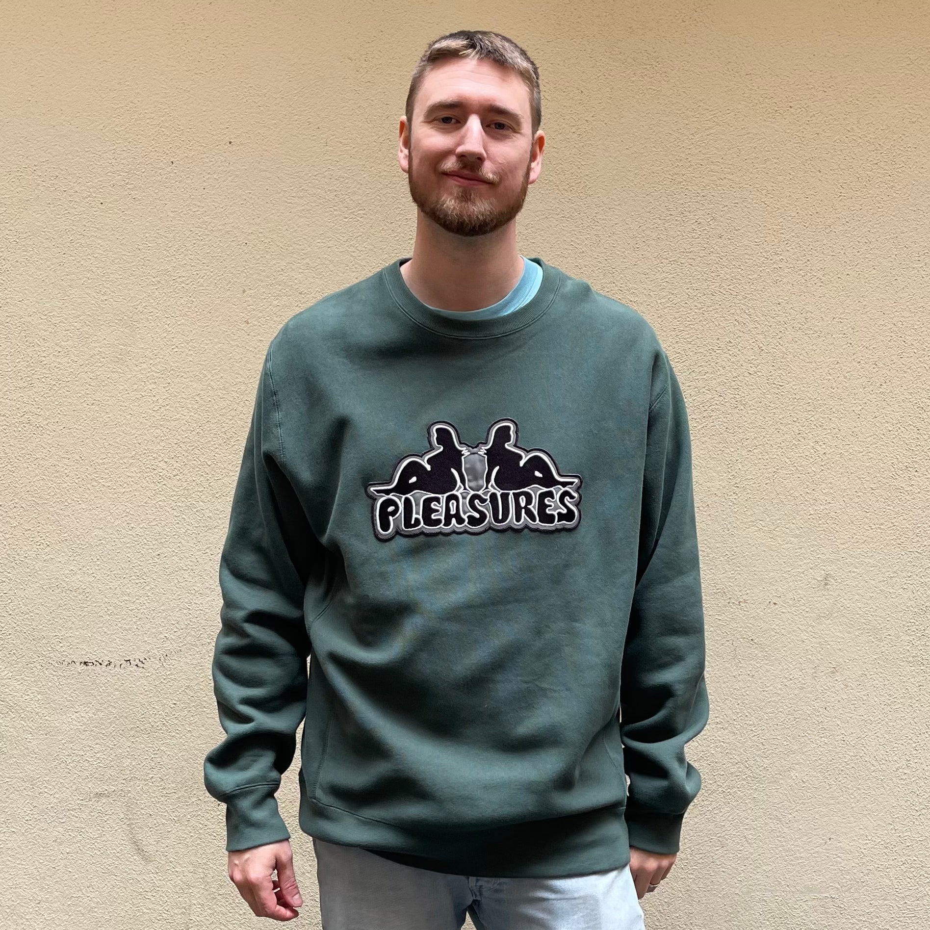 image of Pleasures Green Crewneck