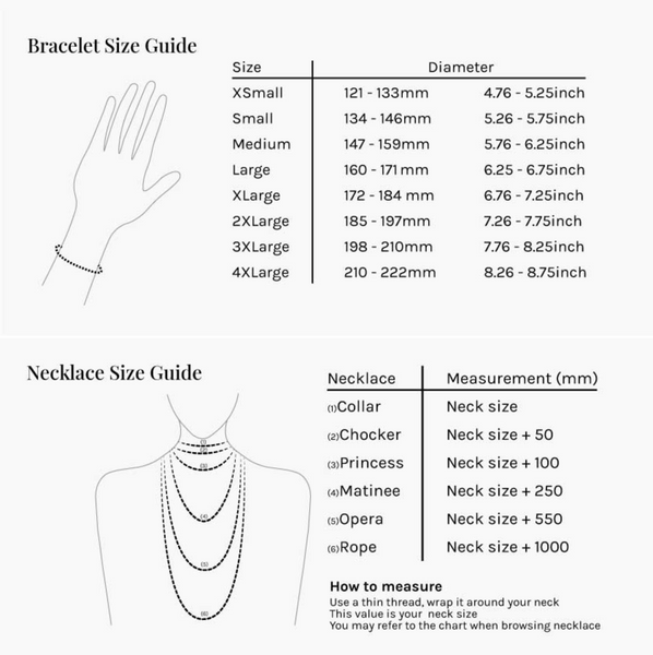 Ring, Necklace & Bracelet Sizing Guides