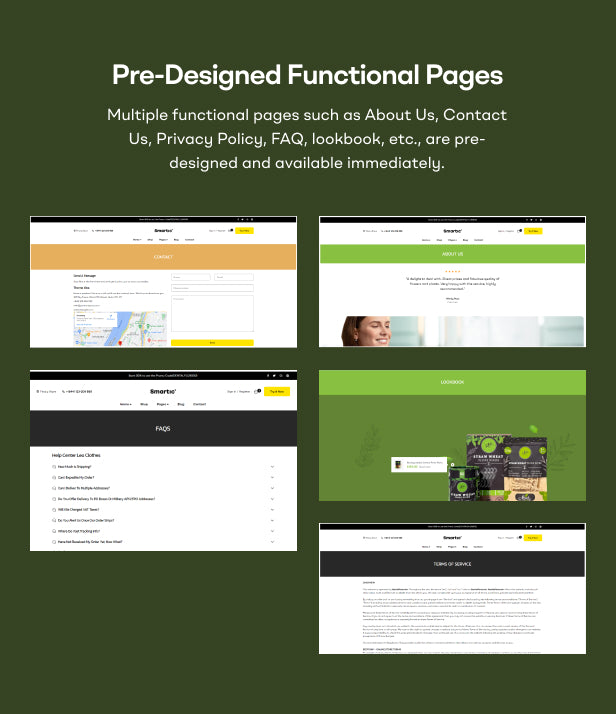 Pre-designed functional pages 