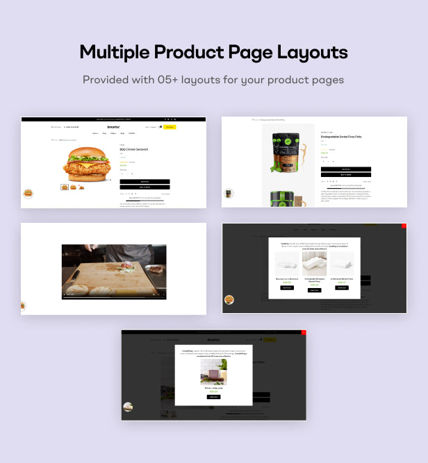 Multiple product page layouts