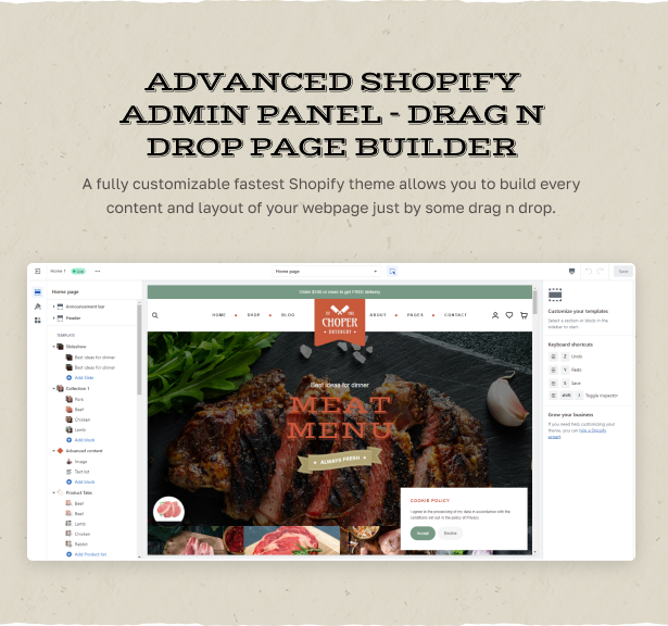 Advanced Shopify Admin Panel - Drag n Drop Page Builder  