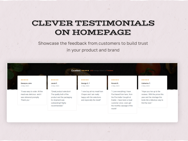 Clever Testimonials on Homepage 