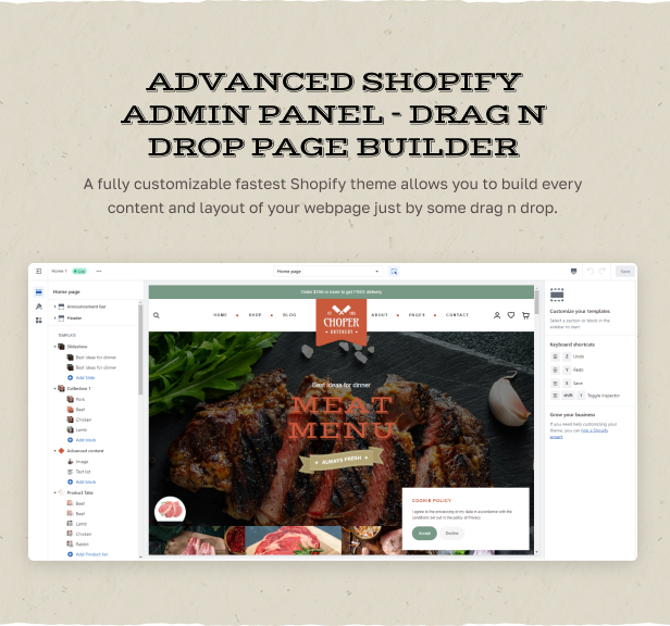 Advanced Shopify Admin Panel - Drag n Drop Page Builder 