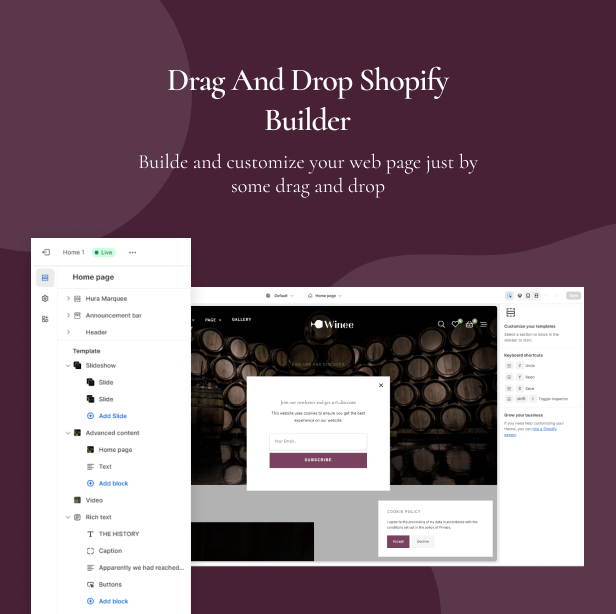 Drag and drop Shopify builder