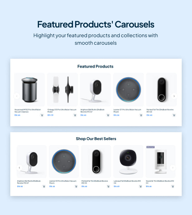 Featured products' carousels