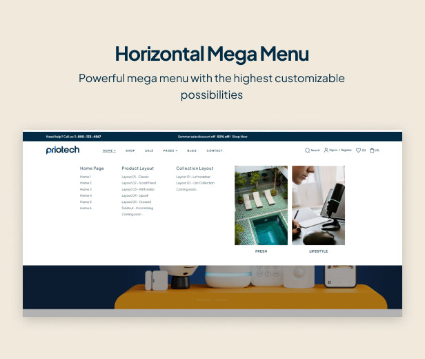 Horizontal Mega menu