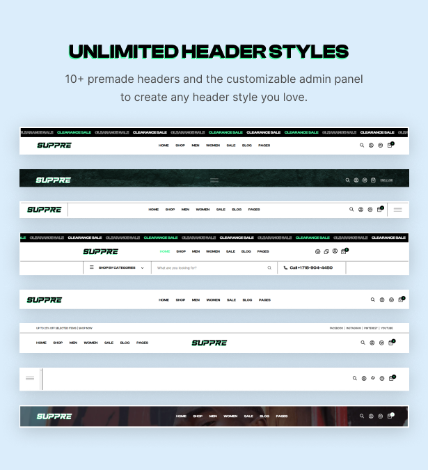 Unlimited header styles 