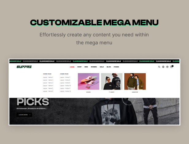 Customizable Mega Menu