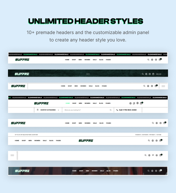 Unlimited header styles 