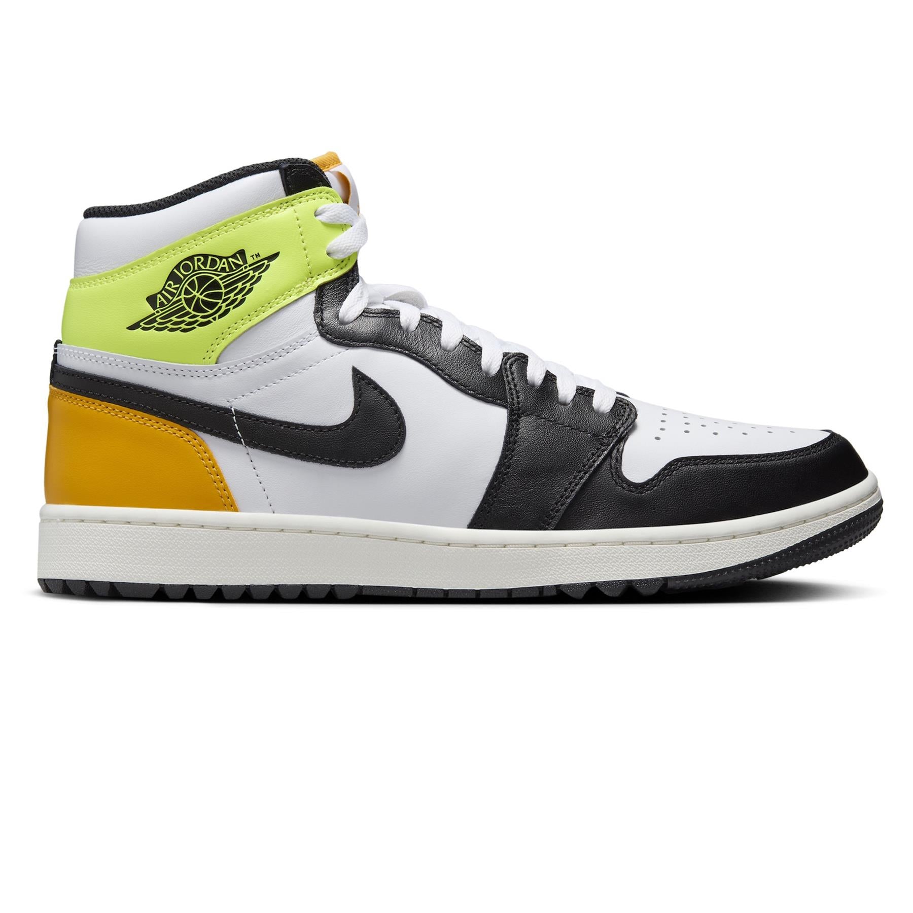 Air Jordan 1 High Top Golf Shoes White/Black/Gold Volt - W24 - TRENDYGOLFUSA.COM product image