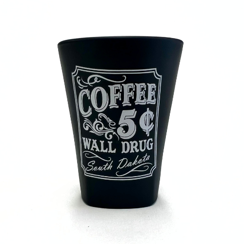  Wall Drug 5 Cent Coffee Black Shot Glass 