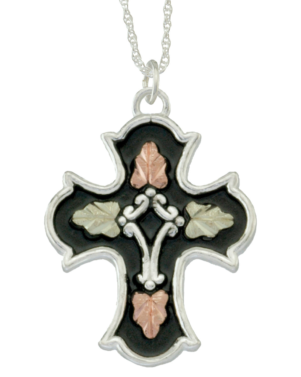  Black Hills Gold Sterling Silver Antiqued Cross Pendant 